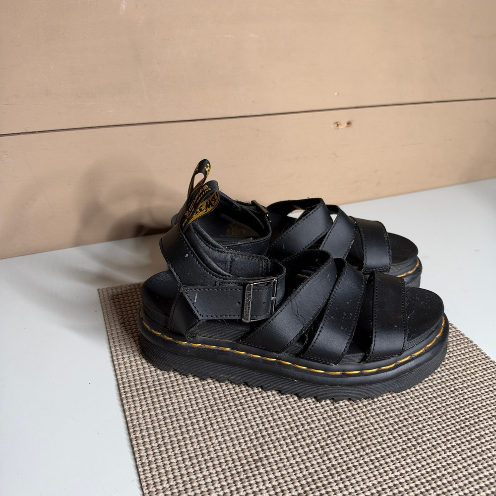 Dr. Martens Blaire Black Leather Gladiator Platform Sandals AW004 US Women 6